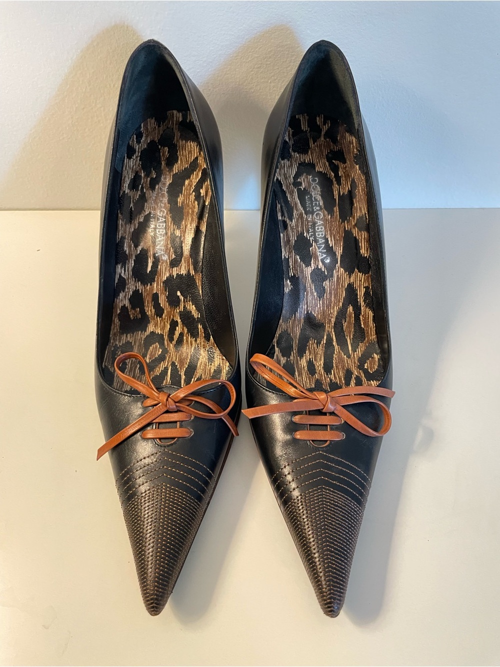 Vintage Dolce & Gabbana D&G Leather Pumps Heels 39 Made in Italy